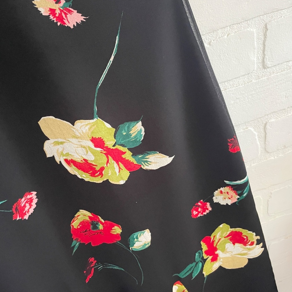 Vintage Black Floral Maxi Dress with Red and Yellow Blooms - Picture 7 of 10